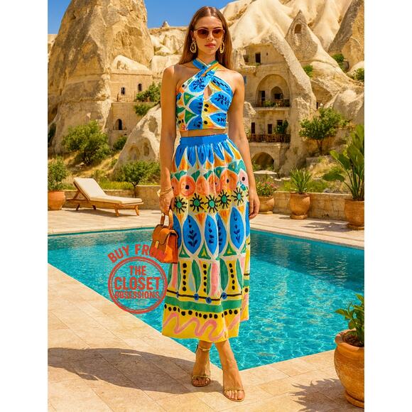 RARE!!! ZARA BLOGGER FAVE!!! Co-Ord Set Crop Top and A-Line Midi Skirt NWT - Picture 2 of 16